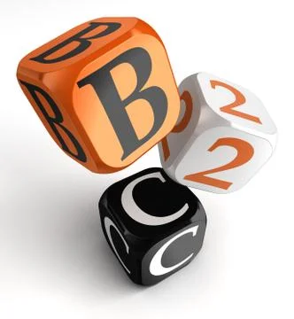 B2c orange black dice blocks Stock Illustration