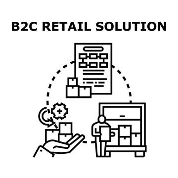 B2c retail solution providing efficient order fulfillment logistics Stock Illustration