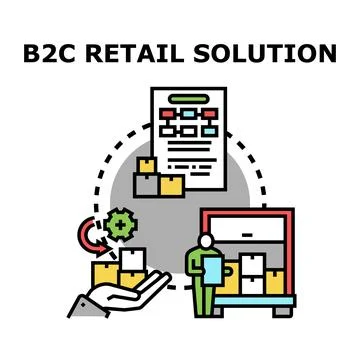 B2c retail solution providing efficient order fulfillment logistics Stock Illustration