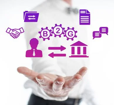B2g concept levitating above a hand Stock Photos