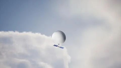 B3d illustration render of concept spy balloon military equipment with camera on Stock Photos