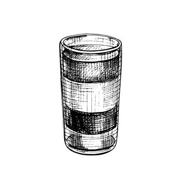 B52 cocktail. Vintage hatching vector illustration. Isolated on white Stock Illustration