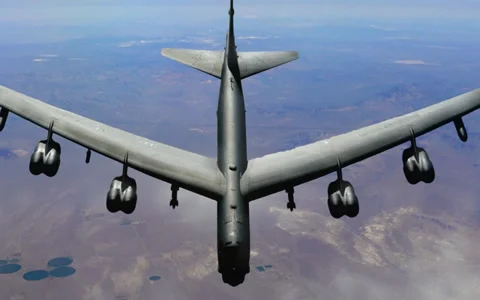 B52 stratofortress boeing less clouds Stock Footage 29645376