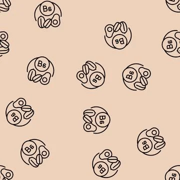 B6 vitamin line seamless pattern Illustrazione stock