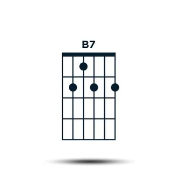B7, Basic Guitar Chord Chart Icon Vector Template イラスト素材