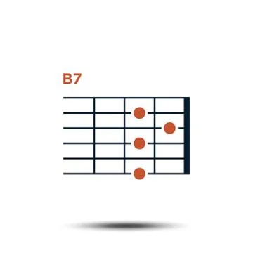 B7, Basic Guitar Chord Chart Icon Vector Template Stock Illustration