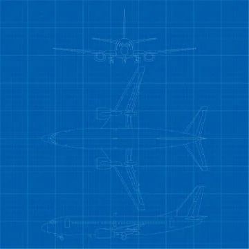 B737 blueprint 스톡 일러스트