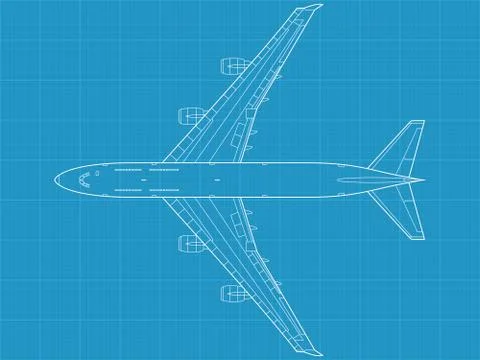 B747 plane blueprint Stock Illustration