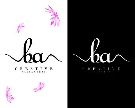 Ba, ab handwriting script letter logo design vector Stock Illustration
