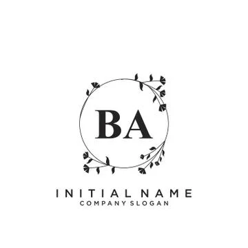 BA Initial handwriting logo design Stock Illustration