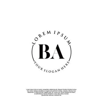 BA Initial handwriting logo design Stock Illustration