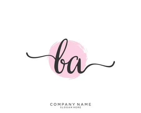 BA Initial handwriting logo design Stock Illustration