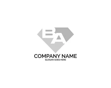 BA Initial Letters Logo Design with Diamond Shape for Jewelry Company Store Stock Illustration