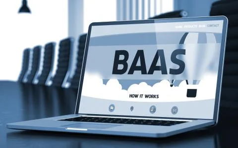 BaaS - on Laptop Screen. Closeup 스톡 일러스트