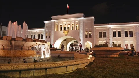 Bab Al Bahrain Souk Gate at night. Time lapse WA Video stock 87671112