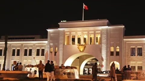 Bab Al Bahrain Souk Gate at night. Time lapse Zoom In Stock Footage 87671144