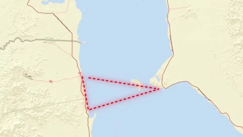 Bab al Mandab strait highlighted on dynamic cartographic map tracing strate.. Stock-Footage 345730560