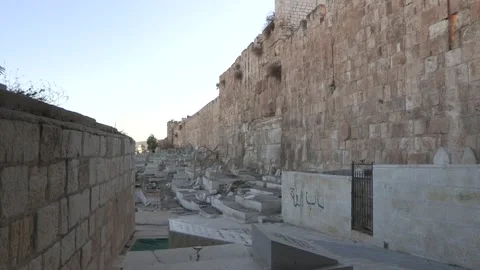 Bab al-Rahma Cemetery, Old City Eastern Wall, Jerusalem, Israel Stock Footage 323967425