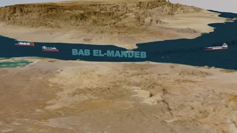 Bab el Mandeb Global Trade 4K Oil Tanker and Cargo Traffic Stock Footage 332321387