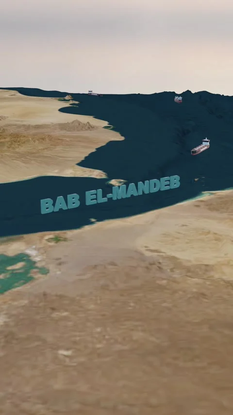 Bab el Mandeb Middle East 4K Logistics and Freight Transport 9.16 Vertical Stock Footage 332456630