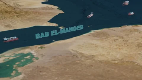 Bab el Mandeb Middle East 4K Logistics and Freight Transport Stock Footage 332456632