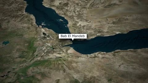 Bab-el-Mandeb Strait 4K Satellite Zoom Map Animation Red Sea Vídeos de archivo 334958371