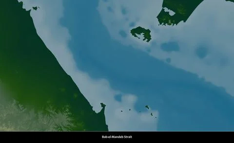 Bab-el-Mandeb Strait on a colored elevation map Stock Illustration
