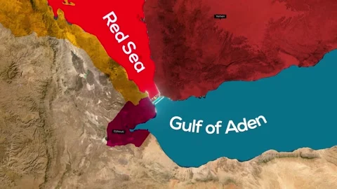 Bab el-Mandeb Strait Global Shipping Route Between Red Sea and Gulf of Aden Vídeos de archivo 331420191