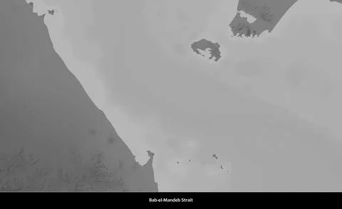 Bab-el-Mandeb Strait on a grayscale elevation map Stock Illustration