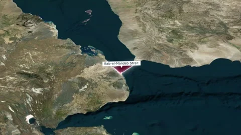 Bab el Mandeb Strait Highlighted Satellite Map Animation Stock Footage 331982666
