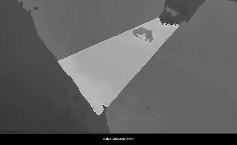 Bab-el-Mandeb Strait highlighted. Grayscale map Stock Illustration