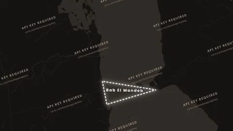 Bab el mandeb strait map graphic highlighting geopolitical shipping lane lo.. Видео 345730596