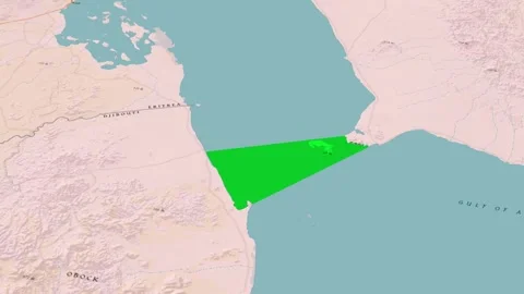 Bab-el-Mandeb Strait Map Animation Between Djibouti and Yemen Region Stock Footage 346246706