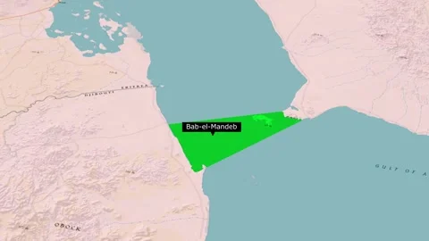 Bab-el-Mandeb Strait Map Animation Highlighting Maritime Chokepoint Region Stock Footage 346246708