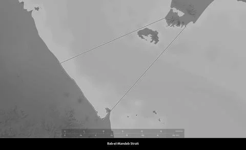 Bab-el-Mandeb Strait outlined. Grayscale map Stock Illustration