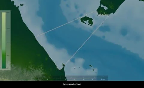 Bab-el-Mandeb Strait outlined, Physical map Stock Illustration