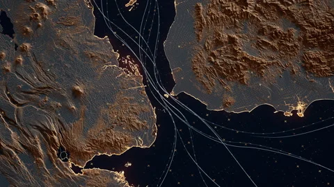 Bab-el-Mandeb Strait, Shipping Lanes and Trade Routes Stock-Footage 336189829