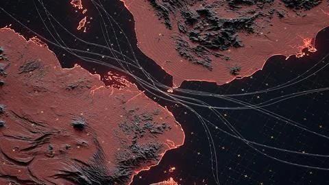 Bab-el-Mandeb Strait, Shipping Lanes and Trade Routes Concept Illustrazione stock