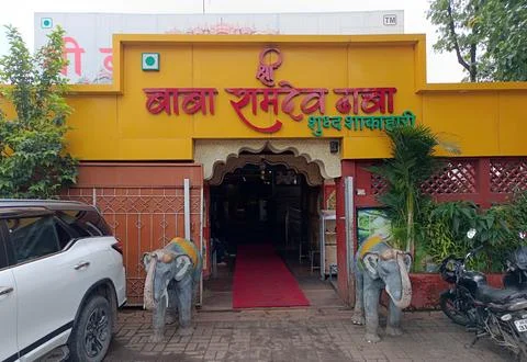 Baba Ramdev dhaba is a typical puneri restaurant known for Daal baati, churma an Stock Photos