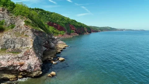 Babbacombe Torquay Red Cliffs Devon Stock Footage 312573862