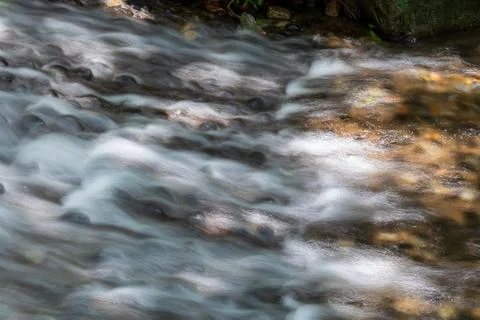 The babbling brook flows over the rocks Stock Photos