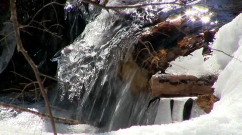 Babbling brook with snow and ice Stock Footage 10757668
