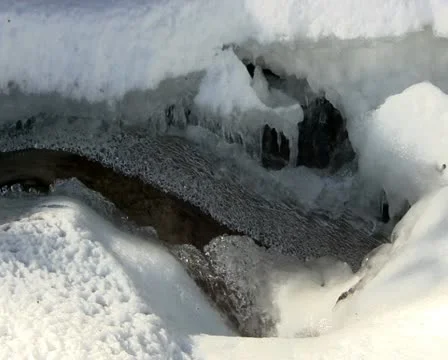 Babbling brook with snow and ice; 4 Stock Footage 10757811