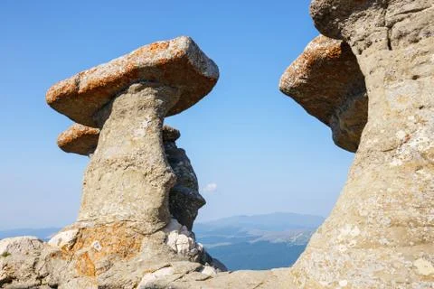 Babele - Geomorphologic rocky structures in Bucegi Mountains, Romania Stock Photos