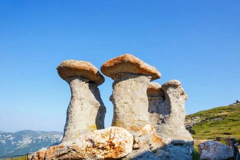 Babele - Geomorphologic rocky structures in Bucegi Mountains, Romania Stock Photos