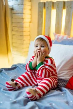 Babies celebrating christmas Stock Photos