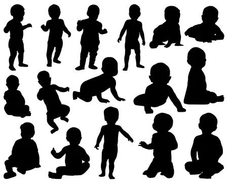 BABIES SILHOUETTE VECTOR ART Stock Illustration