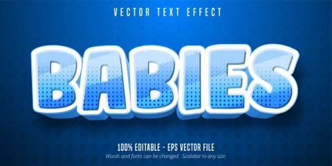 Babies text, cartoon style editable text effect Stock Illustration