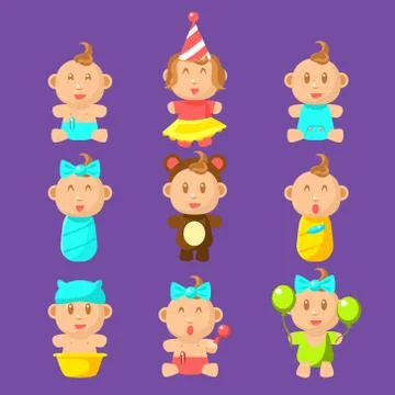 Babies An Toddles Sticker Set Stock Illustration