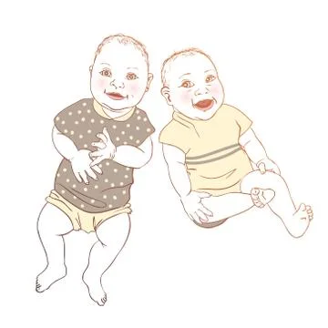 Babies twins Stock Illustration